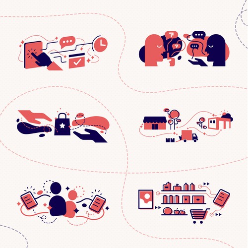 Red&Blue SaaS product Illustrations