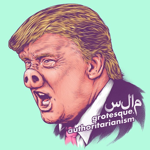 T-shirt with the title 'grotesque, authoritarianism'