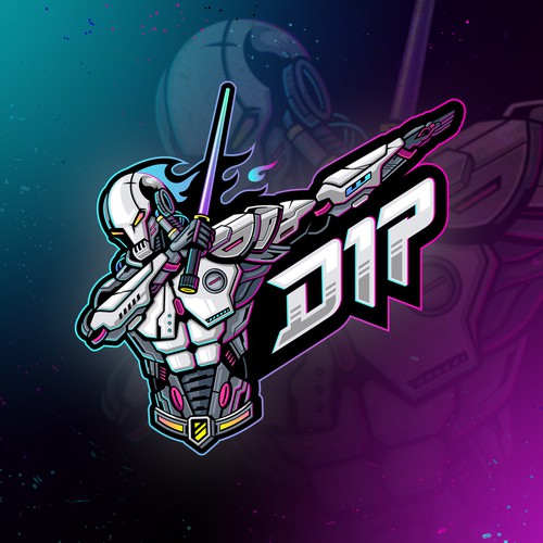 Cyberpunk cyborg logo illustration